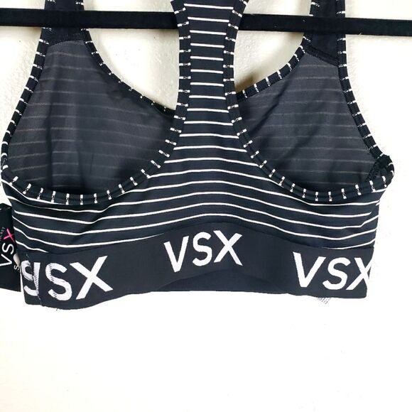 Women's Victoria Secerts Black White Striped  Razorback Sports Bra Size Small - Picture 6 of 9